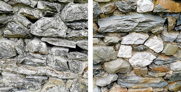 The stonework before (left) and after cleaning