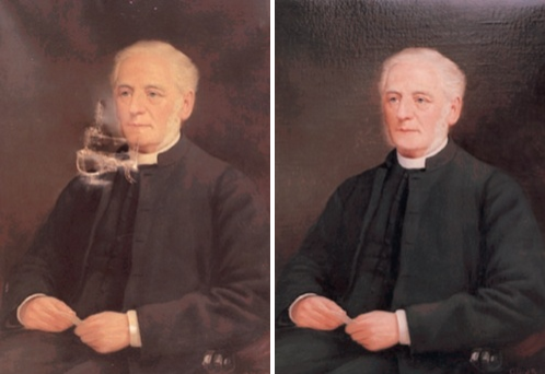 Painting on canvas before and after repair